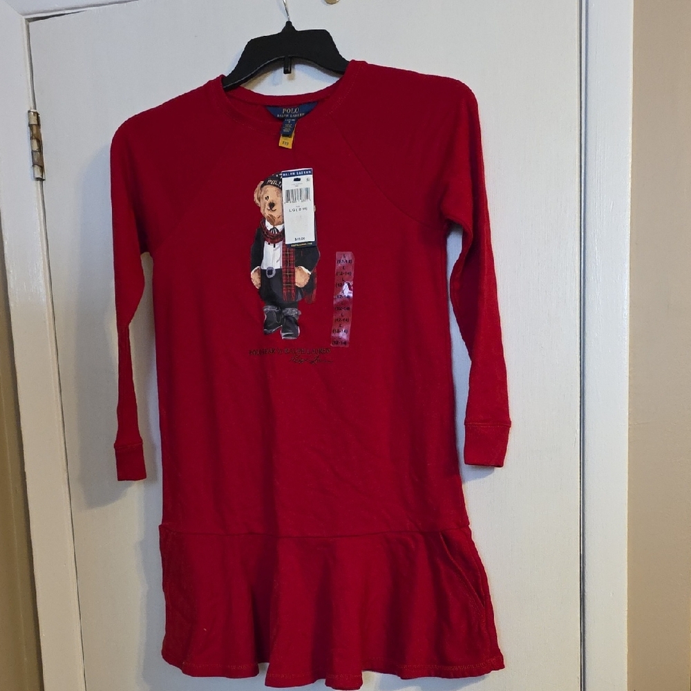 Ralph Lauren Red Dress with Bear Motif
